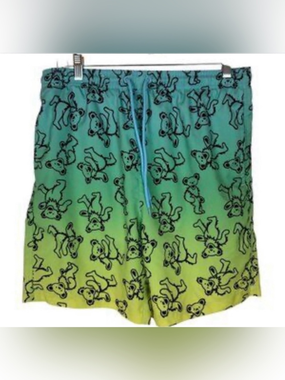 Men’s Gradient Bear Print Shorts - Blue Green